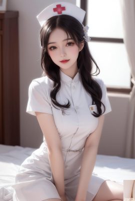Bellezza generata dall’intelligenza artificiale ~ infermiera che indossa biancheria intima bianca