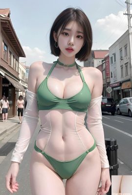 Bellezza generata dall’intelligenza artificiale~Come capelli D-corti (nuoto)