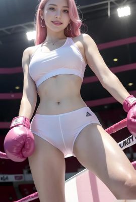 (posteriore) Ragazza rosa che fa boxe AI
