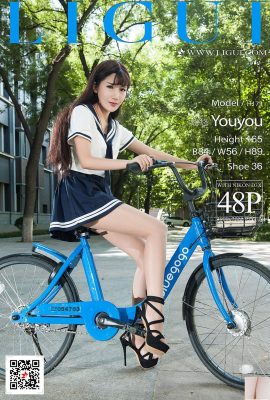 (Ligui Internet Beauty) 20171207 Modello Xiaoxiao Bicicletta Belle Gambe