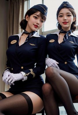 AI生成~Ai_pyramid-donne in uniforme da hostess.  Servizio VIP 1