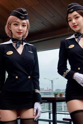 AI生成~Ai_pyramid-donne in uniforme da hostess.  Servizio VIP 2
