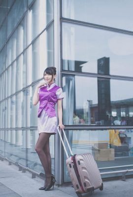 (Foto del modello) Modello taiwanese-Tsai Yixin abbigliamento per hostess riprese all'aperto (42P)